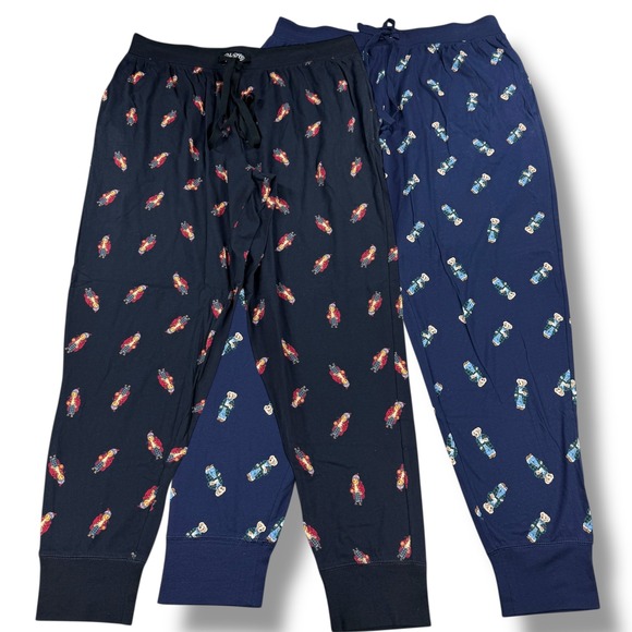 Polo Ralph Lauren Jogger Pajama Pants Mens XL Navy / Black Polo Bear Bundle